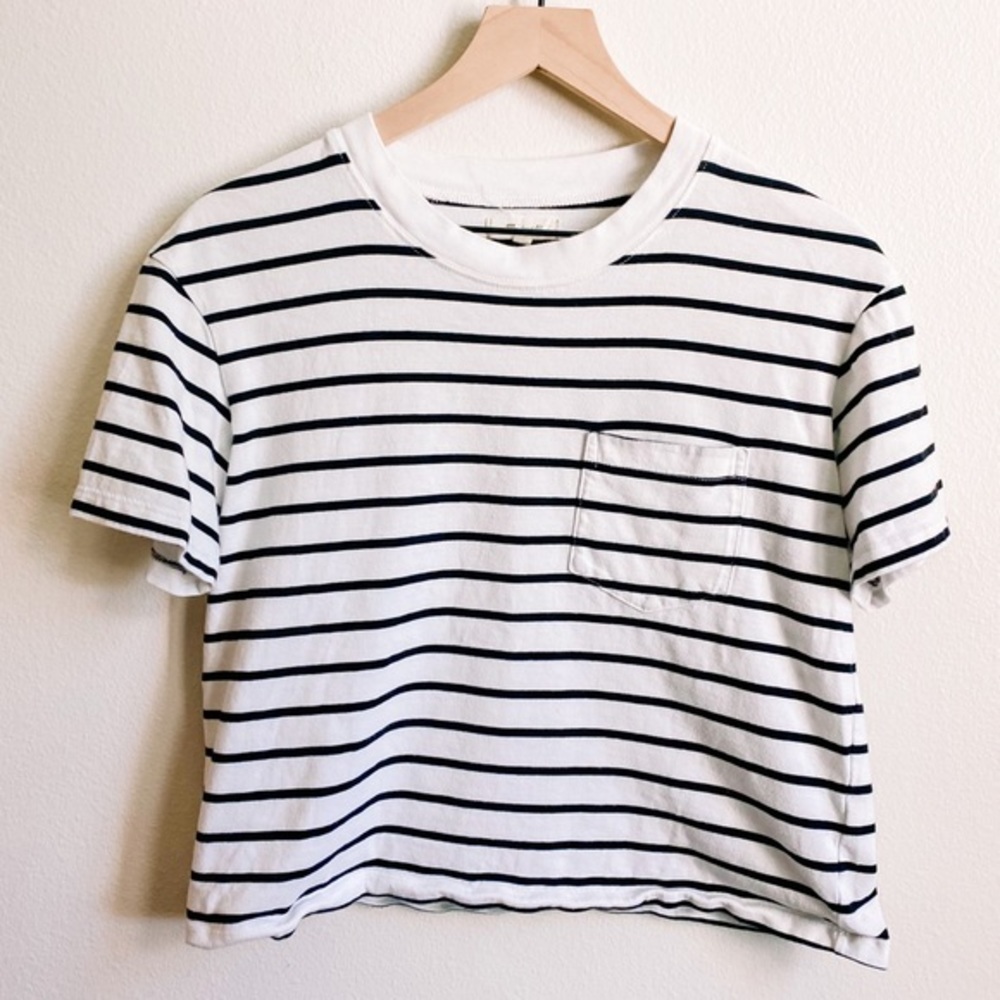 Madewell Striped Cropped Pocket Tee